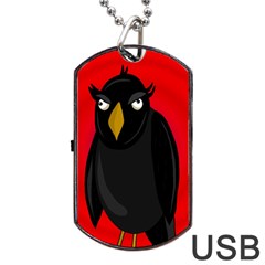 Halloween - Old Raven Dog Tag Usb Flash (two Sides)  by Valentinaart