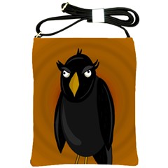 Halloween - Old Black Rawen Shoulder Sling Bags by Valentinaart