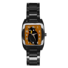 Halloween - Old Black Rawen Stainless Steel Barrel Watch by Valentinaart