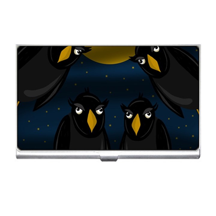 Halloween - black crow flock Business Card Holders