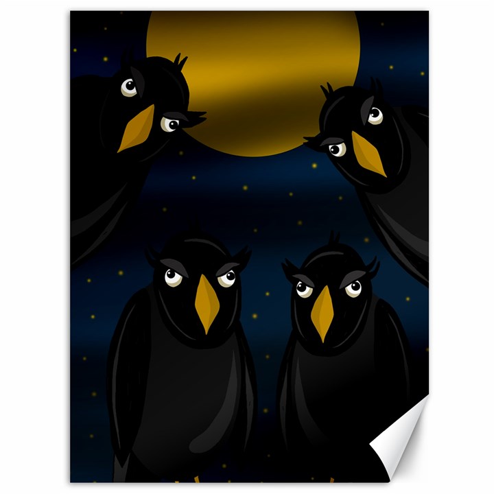 Halloween - black crow flock Canvas 36  x 48  