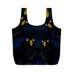 Halloween - Black Crow Flock Full Print Recycle Bags (m)  by Valentinaart