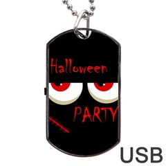 Halloween Party - Red Eyes Monster Dog Tag Usb Flash (two Sides)  by Valentinaart