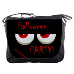 Halloween Party - Red Eyes Monster Messenger Bags by Valentinaart