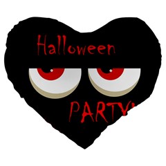 Halloween Party - Red Eyes Monster Large 19  Premium Heart Shape Cushions by Valentinaart