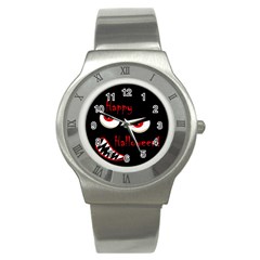 Happy Halloween - red eyes monster Stainless Steel Watch