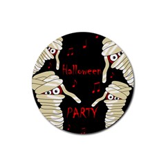 Halloween Mummy Party Rubber Coaster (round)  by Valentinaart