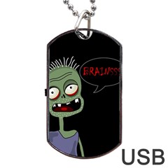 Halloween Zombie Dog Tag Usb Flash (one Side) by Valentinaart