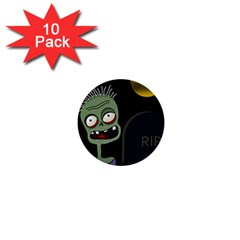 Halloween Zombie On The Cemetery 1  Mini Buttons (10 Pack)  by Valentinaart