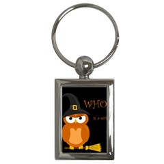 Halloween Witch - Orange Owl Key Chains (rectangle)  by Valentinaart