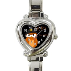 Halloween Witch - Orange Owl Heart Italian Charm Watch by Valentinaart