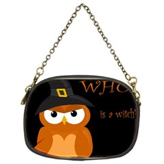 Halloween Witch - Orange Owl Chain Purses (two Sides)  by Valentinaart