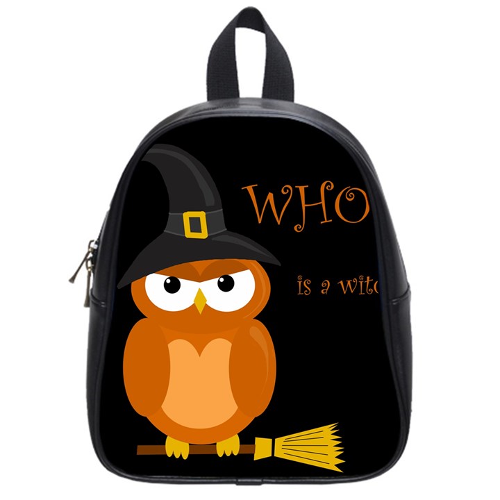 Halloween witch - orange owl School Bags (Small) 
