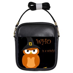 Halloween Witch - Orange Owl Girls Sling Bags by Valentinaart