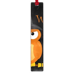 Halloween Witch - Orange Owl Large Book Marks by Valentinaart