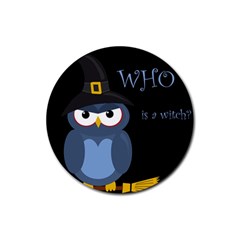Halloween Witch - Blue Owl Rubber Coaster (round)  by Valentinaart