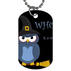 Halloween Witch - Blue Owl Dog Tag (one Side) by Valentinaart