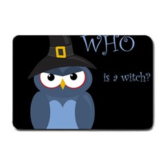 Halloween Witch - Blue Owl Small Doormat  by Valentinaart