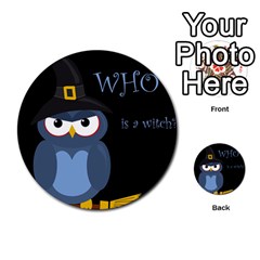 Halloween Witch - Blue Owl Multi-purpose Cards (round) 