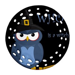 Halloween Witch - Blue Owl Round Filigree Ornament (2side)