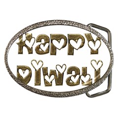 Happy Diwali Greeting Cute Hearts Typography Festival Of Lights Celebration Belt Buckles by yoursparklingshop