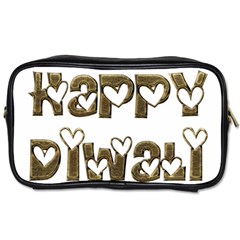 Happy Diwali Greeting Cute Hearts Typography Festival Of Lights Celebration Toiletries Bags by yoursparklingshop