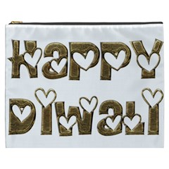 Happy Diwali Greeting Cute Hearts Typography Festival Of Lights Celebration Cosmetic Bag (xxxl)  by yoursparklingshop