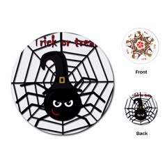 Halloween Cute Spider Playing Cards (round)  by Valentinaart