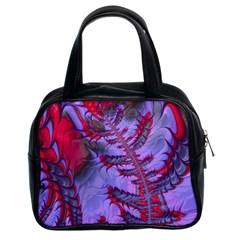 Freaky Friday Red  Lilac Classic Handbags (2 Sides) by Fractalworld