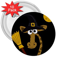 Halloween Giraffe Witch 3  Buttons (10 Pack)  by Valentinaart