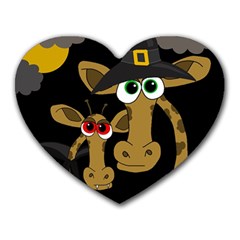 Giraffe Halloween Party Heart Mousepads by Valentinaart