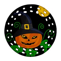 Halloween Witch Pumpkin Round Filigree Ornament (2side) by Valentinaart