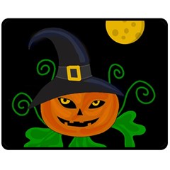 Halloween Witch Pumpkin Double Sided Fleece Blanket (medium) 