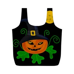 Halloween Witch Pumpkin Full Print Recycle Bags (m)  by Valentinaart