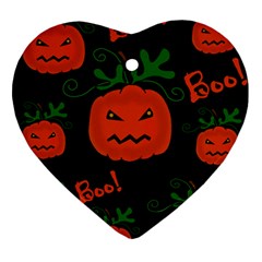 Halloween Pumpkin Pattern Ornament (heart) 