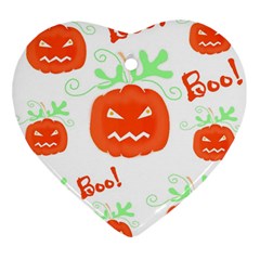 Halloween Pumpkins Pattern Heart Ornament (2 Sides) by Valentinaart