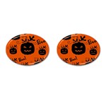 Halloween black pumpkins pattern Cufflinks (Oval) Front(Pair)