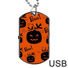 Halloween Black Pumpkins Pattern Dog Tag Usb Flash (two Sides)  by Valentinaart