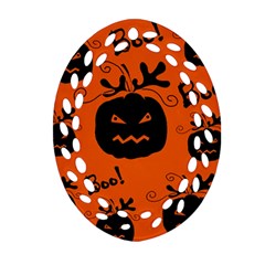 Halloween Black Pumpkins Pattern Oval Filigree Ornament (2-side)  by Valentinaart