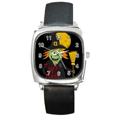 Halloween Witch Square Metal Watch by Valentinaart