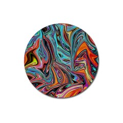 Brilliant Abstract In Blue, Orange, Purple, And Lime-green  Magnet 3  (round) by digitaldivadesigns