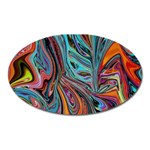 Brilliant Abstract in Blue, Orange, Purple, and Lime-Green  Oval Magnet Front