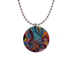 Brilliant Abstract In Blue, Orange, Purple, And Lime-green  Button Necklaces by digitaldivadesigns