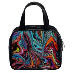 Brilliant Abstract In Blue, Orange, Purple, And Lime-green  Classic Handbags (2 Sides) by digitaldivadesigns