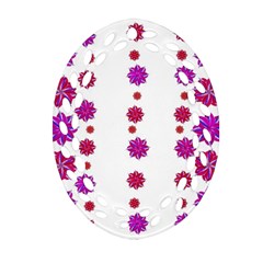 Vertical Stripes Floral Pattern Collage Ornament (oval Filigree)  by dflcprints