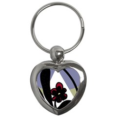 Black Flower Key Chains (heart)  by Valentinaart