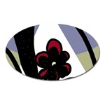 Black flower Oval Magnet Front