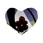 Black flower Standard 16  Premium Heart Shape Cushions Back