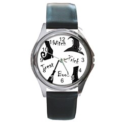 Halloween Witch Round Metal Watch by Valentinaart