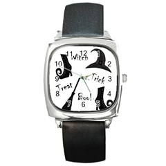 Halloween Witch Square Metal Watch by Valentinaart